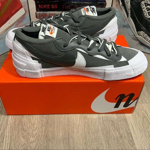 Nike x Sacai Blazer Low Iron Grey Shoes Size 10 - Picture 10 of 12